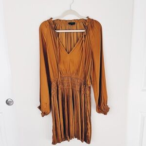 Burnt Orange Drop Waist Long Sleeve Dress Size M